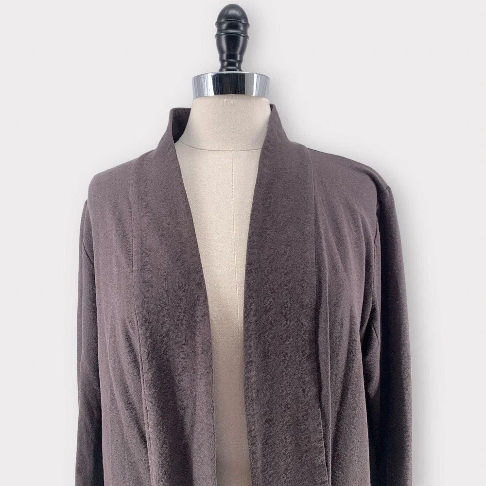 Eileen Fisher Stretch Crepe Open Long Blazer Brown XL - Picture 4 of 9